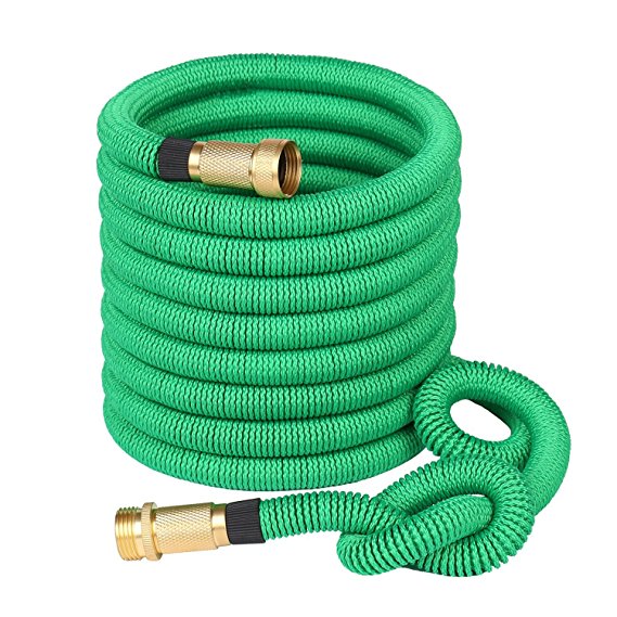 Greenbest Expandable/Expanding Garden Hose w/Solid Brass Connector Fittings Lightweight Kink-Resistant 50ft 75ft (50FT, Green)