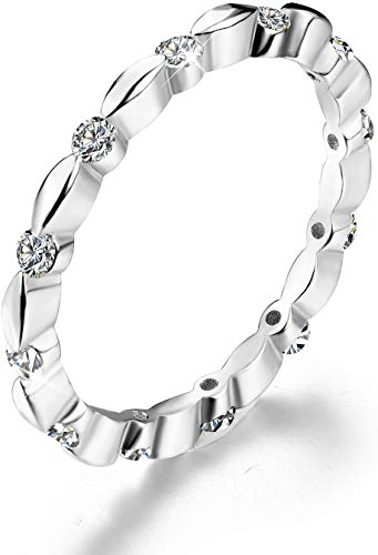 Esberry 18K Gold Plating 925 Sterling Silver Cubic Zirconia Stackable Rings CZ Simulated Diamond Eternity Ring Engagement Wedding Bands for Women and Girls