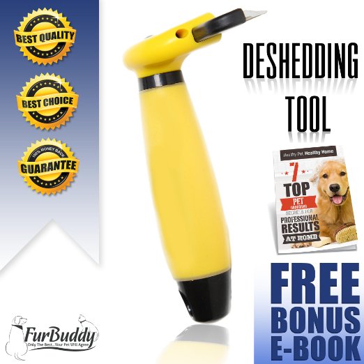 FurBuddy Pet Grooming deShedding Tool Reduces Shedding on All Types of Dogs and Cats in Minutes Without Damaging the Topcoat Guaranteed