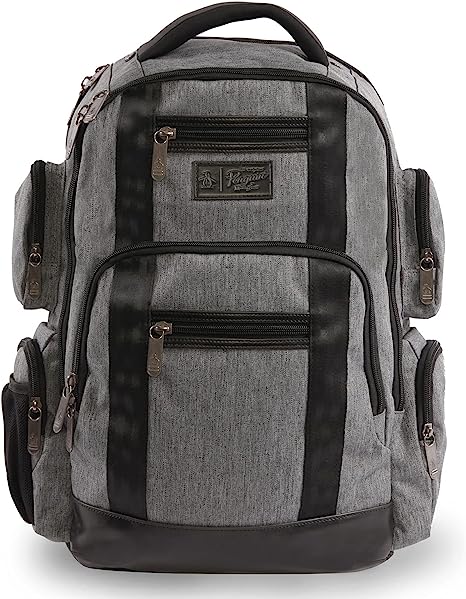 Original Penguin Peterson Backpack Fits Most 15-inch Laptop and Notebook, Grey XHATCH, 19"