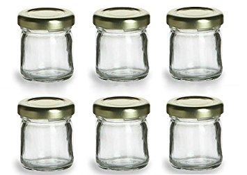 Nakpunar 6 pcs, 1.5 oz Mini Glass Jars for Jam, Honey, Wedding Favors, Shower Favors