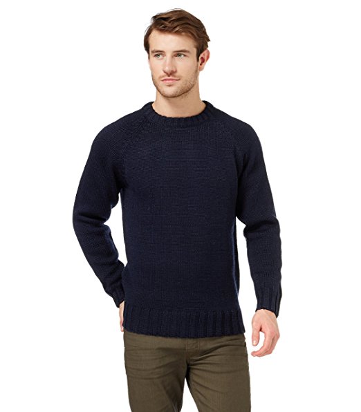 Woolovers Mens Pure Wool Fishermans Crew Neck Knitted Jumper
