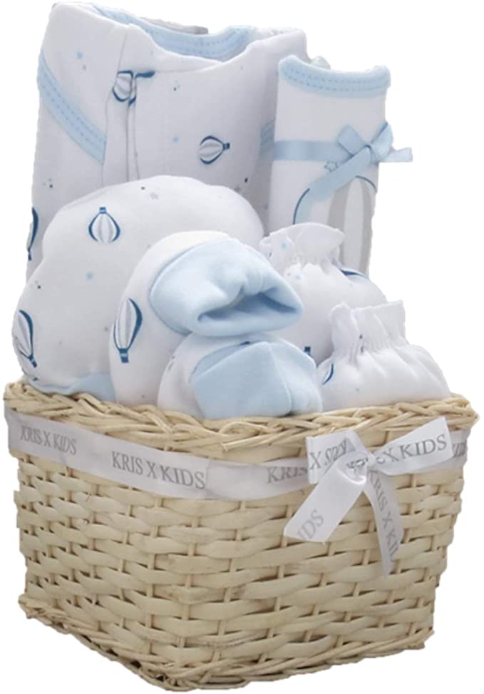 Baby Gift Set - Kris X Kids 6 Piece Luxury Basket Gift Set - Blue