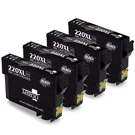 MIROO Remanufactured 220 220xl Ink Cartridge High Capacity 4 Black, Used with WF-2760 WF 2650 WF-2750 WF-2660 WF-2630 XP-320 XP-420 XP-424 Printer