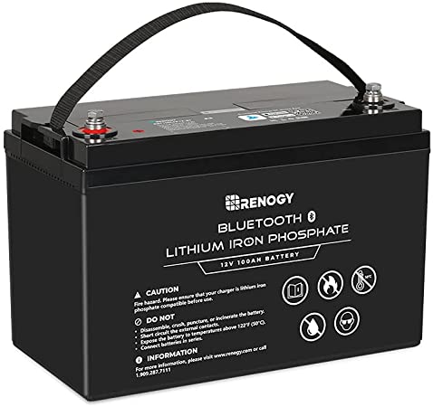 Renogy 12V 100Ah LiFePO4 Deep Cycle Lithium Battery with Bluetooth, 2000 Life Cycles, Built-in BMS, Backup Power Perfect for RV, Camper, Van, Marine, Off-Grid Home Energy Storage