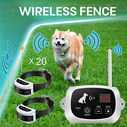 FOCUSER Electric Wireless Dog Fence System, Pet Containment System for 2 Dogs and Pets with Waterproof and Rechargeable Training Collar Receiver Boundary(with 20 Flags)