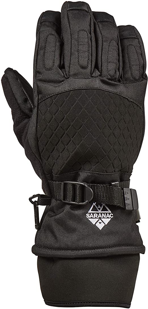 Saranac SA0111 Heavy Duty Ski Glove with Leather Palm, Black