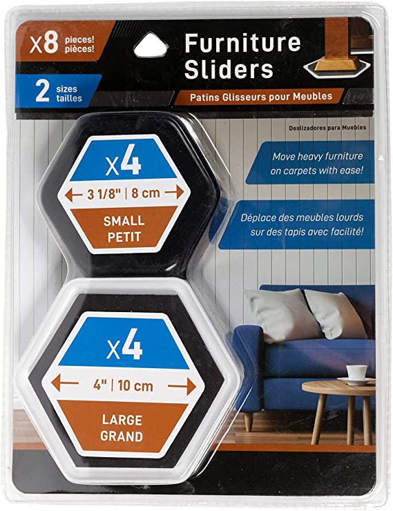 Jacent 8-Piece Small and Large Furniture Sliders, 1-Pack