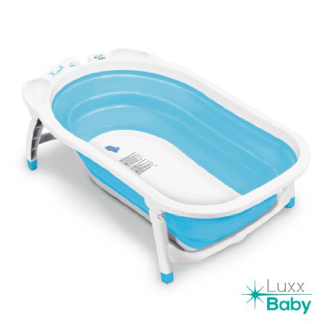 Luxx Baby BF1 Folding Bath Tub by Karibu w/Non-Slip Mat (Light Blue)