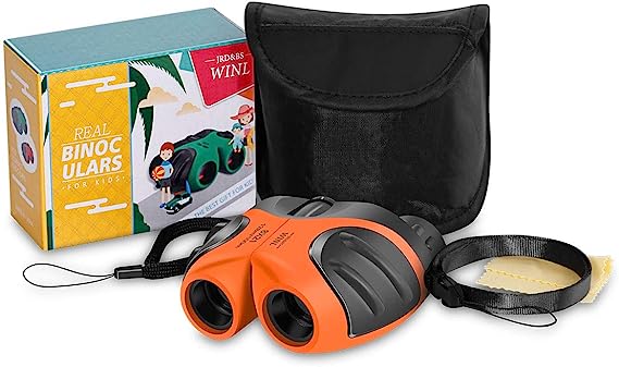 JRD&BS WINL Best Toys for 4-9 Year Old Boys, Toys Binoculars For Kids,8x21 Compact Telescope Boys Gifts 10 Years Old to Wildife and Theater,Gifts for Girl 8 Year Old(Orange)