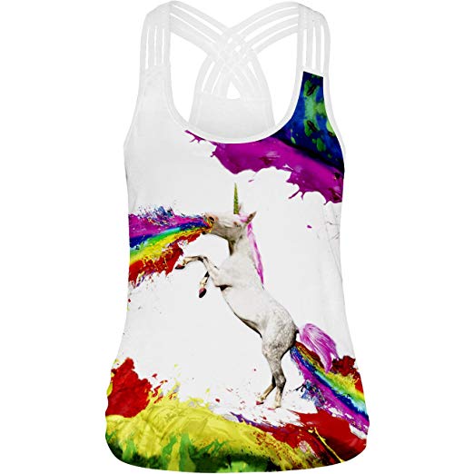 SWEETXIN Women 3D Multicolored Printed Starry Sky Sleeveless Vest Tank Tops
