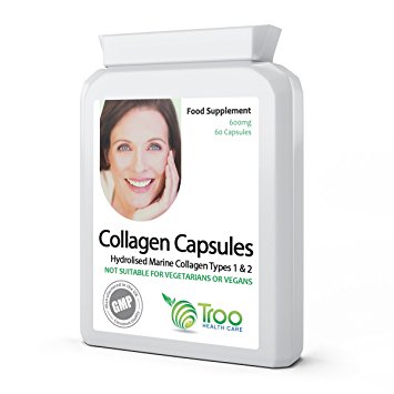 Pure Marine Collagen Capsules 60 x 600mg | Hydrolysed Type 1 & Type 2 Collagen | High Strength Skin Care & Joint Health Supplement | UK Manufactured To GMP Premium Quality