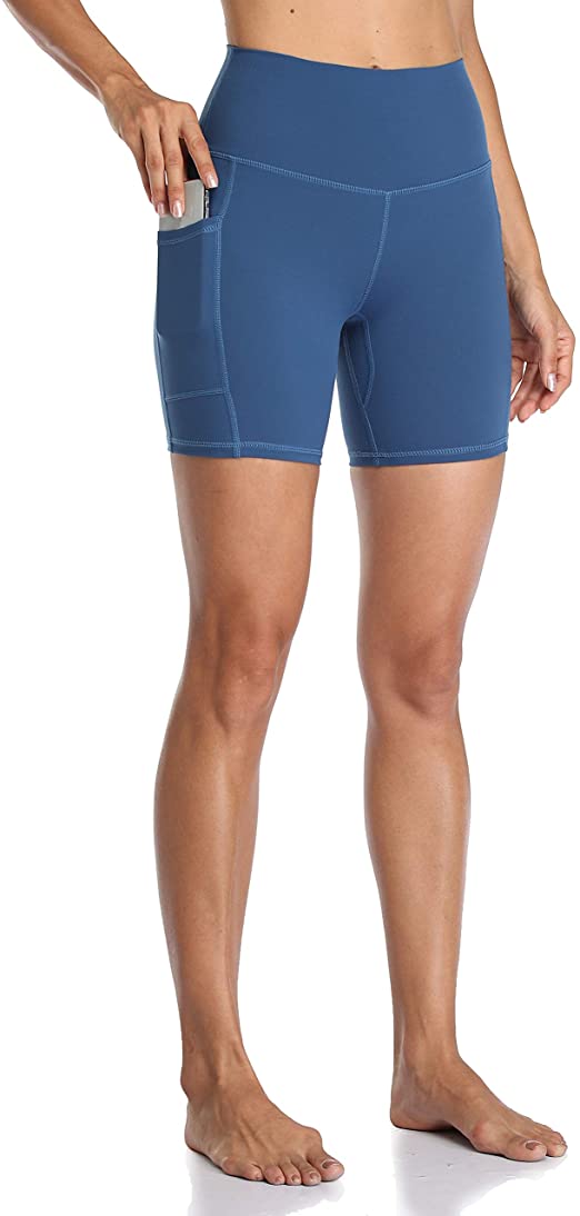 Colorfulkoala Women's High Waisted Yoga Shorts with Pockets 6" Inseam Workout Shorts