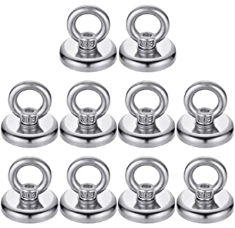 FINDMAG 40 LBS(18KG) Magnetic Hooks Super Strong Neodymium Magnetic Hooks with Countersunk Hole Eyebolt for Home Kitchen Workplace Office and Garage - 10 Pack