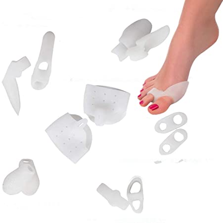 Bunion Relief (12pcs Set) - Treat Foot Pain, Hallux Valgus, Tailor's Bunion, Pain in Big Toe Joint, Hammer Toe and More. Includes Toe Spacers, Separators and Straighteners