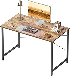 Cubiker Computer Desk, 40 inch Home Office Desk, Modern Simple Style PC Table for Home, Office, Brown