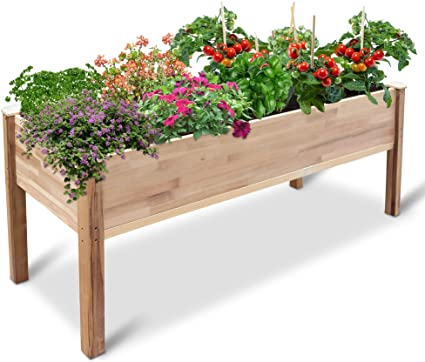 Jumbl Raised Canadian Cedar Garden Bed | Elevated Wood Planter for Growing Fresh Herbs, Vegetables, Flowers, Succulents & Other Plants at Home | Great for Outdoor Patio, Deck, Balcony | 72x23x30”