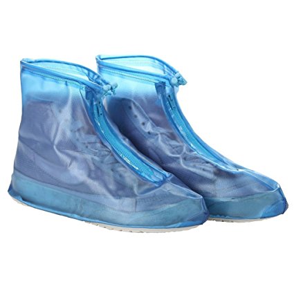 Whose Lemon Women Men Waterproof Shoes Cover Rain Snow Boots Covers Reusable Slip-resistant High Elastic Fabric Shoes Covers Blue L