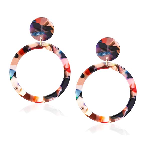 MOLOCH Acrylic for Women Geometry Resin Drop Dangle Earrings Bohemia Tortoise Shell Hoop Earrings Mottled Statement Stud Earrings Fashion Jewelry