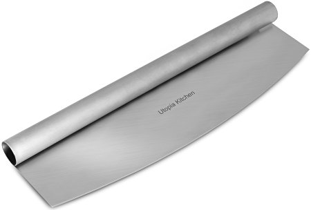 Premium 14 Inch - Stainless Steel Pizza Cutter - Curved Rocking Blade - By Utopia Kitchen