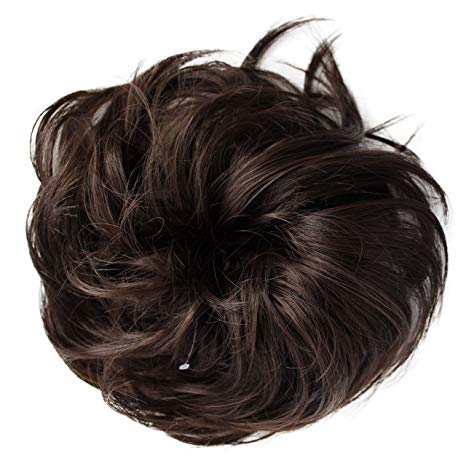 PRETTYSHOP Scrunchie Bun Up Do Hair piece Hair Ribbon Ponytail Extensions Wavy Curly or Messy Various Colors(brown 8B)