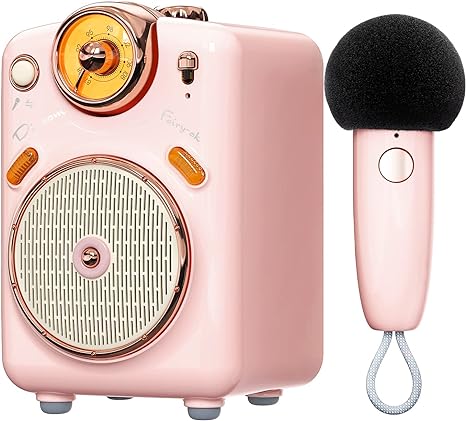 Cute Speaker with Microphone, with 7 Different Sound Modes for Singing or Talking, Karaoke Machine for Girls, Boys, Family Party, Presentation, Training, Outdoor (Pink)