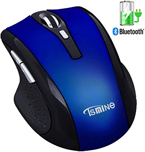 Rechargeable Bluetooth Wireless Mouse - Tsmine Silent Click Mouse,3 Adjustable DPI,6 Buttons for for Notebook, PC, Laptop, Computer,Windows/Android Tablet,iMac MacBook Air/Pro - Blue