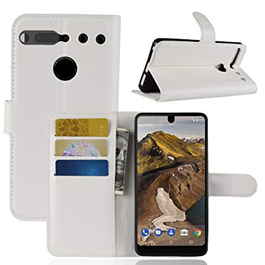 Essential Phone PH-1 Case Wallet, The Essential PH1 Cases, Essential Cell Phone Accessories, Essential PH 1 Protector Flip PU Leather Protection Cover by Boonix (White Wallet)