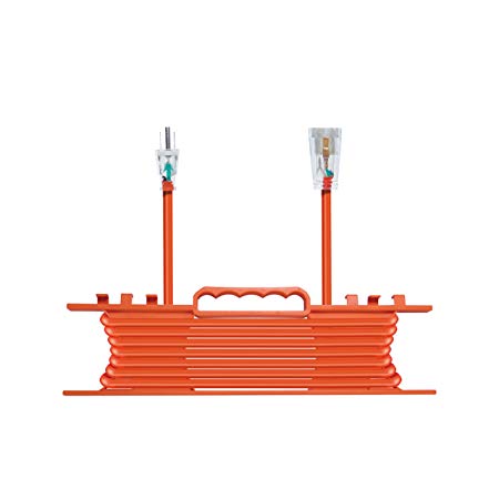 KMC 16 AWG Power Outdoor Extension Cord with Winding Cord Shelf - 16/3,100 Feet Heavy Duty 3 Prong Bright Orange Extension Cord