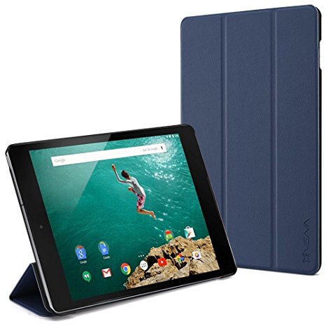 Google Nexus 9 Smart Cover - VENA [vCover] Slim Leather Auto Sleep / Wake Hard Shell Case for Google Nexus 9 Tablet (Navy Blue)