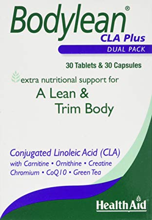 HealthAid Bodylean CLA Plus - Conjugated Linoleic Acid, Co Q10, Green Tea - 30 Capsules &  30 Tablets