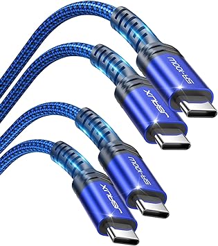 JSAUX 100W USB C to USB C Cable (2-Pack 10FT 10FT), 5A PD USB Type-C Fast Charging Cord Compatible with iPhone 15 15 Pro/15 Pro Max MacBook Pro/Air iPad Pro Mini 6 Samsung S23 S22 Z-flip Pixel Blue