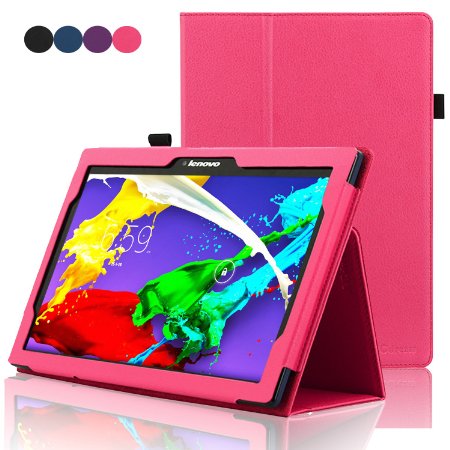 Lenovo Tab 2 A10 Case , ACdream (TM) Stand Leather Cover Case for Lenovo Tab 2 A10-70 10-Inch 16 GB Tablet (2015) Case with auto wake sleep function , Hot Pink