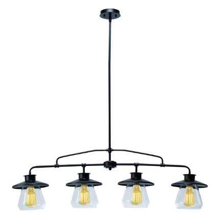 Globe Electric 4-Light Industrial Vintage Hanging Island Pendant Light Fixture, Oil Rubbed Bronze Finish with Clear Glass Shades, 65382