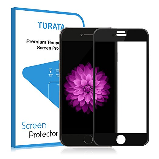 TURATA iPhone 7 6S 6 Tempered Screen Protector 9H Bubble Free Anti-Fingerprint Full Coverage Screen Cover against Scratches and Drops (Black)