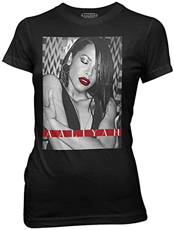 Ripple Junction Aaliyah Juniors Red Lips with Red Type Light Weight 100% Cotton Crew T-Shirt