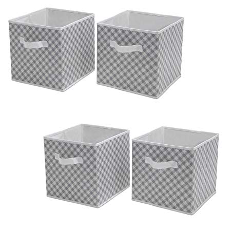 Delta Children 4-Pack Deluxe Water-Resistant Storage Cubes, Gingham/Grey