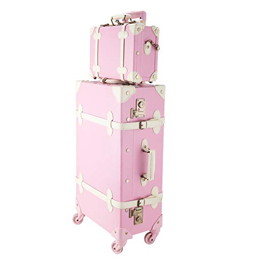 CO-Z Premium Vintage Luggage Sets 24" Trolley Suitcase and 12" Hand Bag Set with TSA Locks