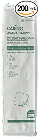 Medline Caring Non-Woven Gauze Sponges - Non-Sterile, Bulk - 2"x2", 4-ply - Qty of 200