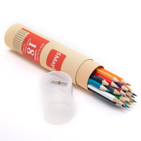 5Mayi Assorted Colors Long Drawing PencilsColored Pencils with Sharpener Set of 18