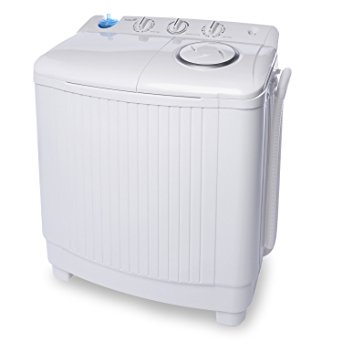 Ivation Small Compact Portable Washing Machine - Twin Tub Washer & Spin with 15 Lb. Wash Capacity & 11 Lb. Spin Capacity - Includes Drainage Pump & Tube - Ideal for Dorm Rooms, RV & More