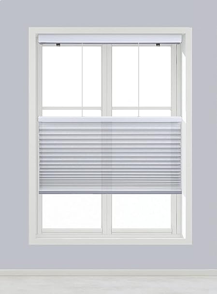 Linen Avenue Custom Cordless 30 1/2 W x 78 to 84 H White Top Down Bottom Up (TDBU) Light Filtering Cellular Shade