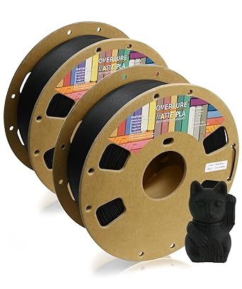 OVERTURE PLA Matte Filament 1.75mm, Matte PLA Roll 1kg Spool (2.2lbs), Dimensional Accuracy  /- 0.03 mm, Fit Most FDM Printer (Matte Black 2-Pack)