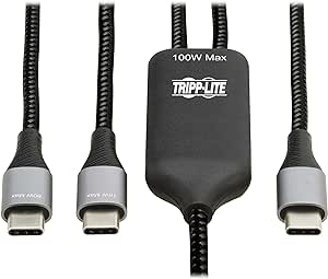 Tripp Lite Dual USB-C Multi-Charging Cable/Splitter, 6 Foot / 1.8 Meter Length, 100W PD Charging, 480 Mbps Data Transfer, Male-to-2x Male, 3-Year Warranty (U420P-2X6-100W)