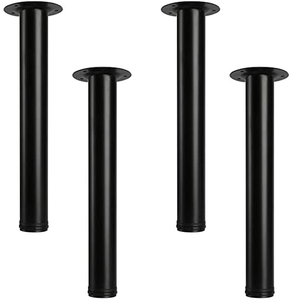 16-inch Adjustable Metal Table Legs, Suitable for Office Desks, Dining Tables & Chairs, Furniture, or 4-Piece Sets (16in, Black)