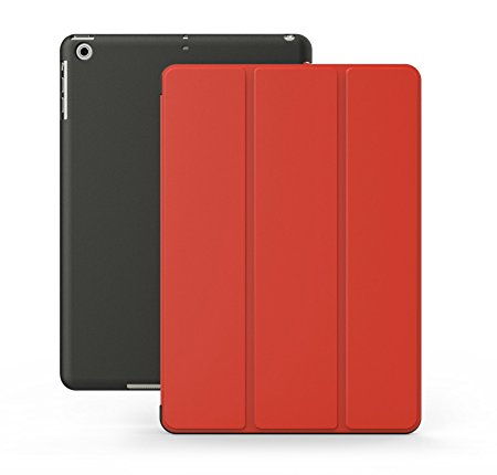 KHOMO iPad Mini / Mini 2 Retina / Mini 3 Case - DUAL Red Super Slim Cover with Black Rubberized back and Smart Feature (Built-in magnet for sleep / wake feature) For Apple iPad Mini Tablet