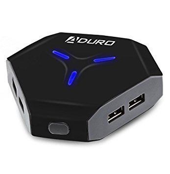 Aduro Power Hub 6 Port Charging Station For USB Enabled Devices - Universal Smartphones, Tablets, Speakers, Digital Cameras – Apple, Android, Samsung etc. w/ Smart Charge Tech (Black/Grey)