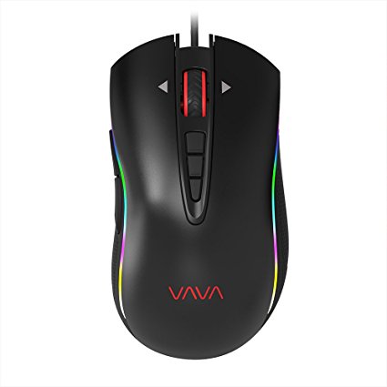 VAVA Chroma Gaming Mouse with 16.8 Million RGB Color Options, Mechanical Mouse with Ergonomic Right Handed Design (11 Chromatic Combos, 6 DPI Levels up to 4000, 10 Scroll Speeds, Woven Fiber Cable)