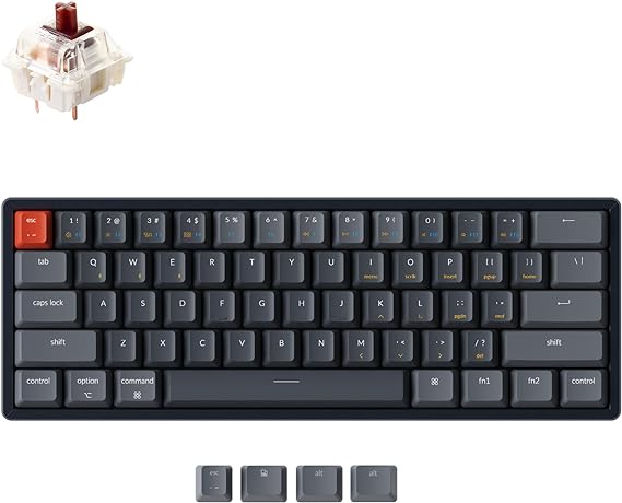 Keychron K12 Wireless/Wired Mechanical Keyboard with Hot-swappable Gateron G Pro Brown Switch 60% Compact Layout RGB Backlit Aluminum Frame Compatible with Mac Windows Linux