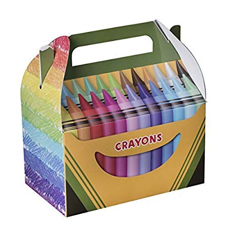 Hammont Crayon Treat Boxes 10 Pack - 6.25" x 3.75" x 3.5" Party favor Treat Container Cookie Paper Boxes Cute Designs Perfect for Parties and Celebrations